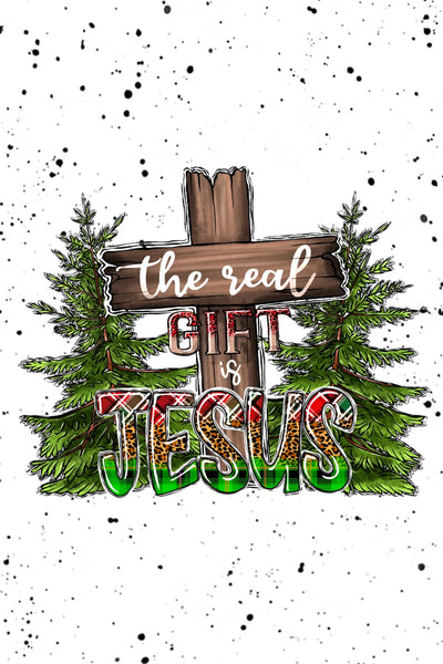 The Real Gift is Jesus Leopard Plaid Print Tunic