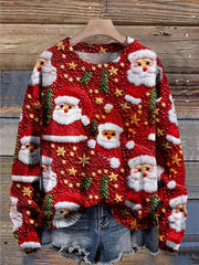 Santa Christmas Art Print Knit Pullover Sweater