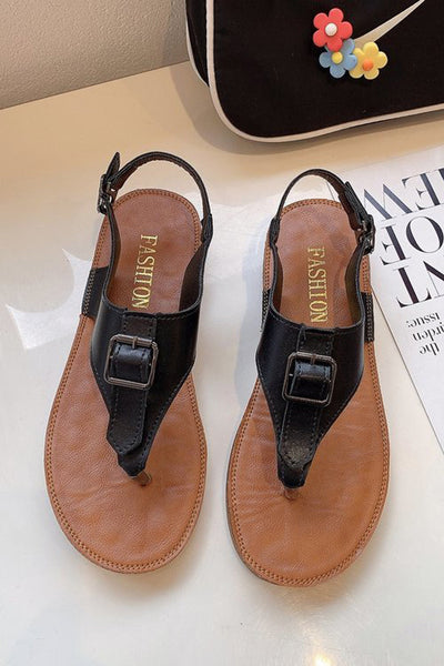 Buckle Strap Roman Flat Flip-flop Sandals