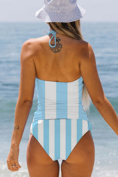 Blue Stripe Game Day Soccer Bikini Swimsuit