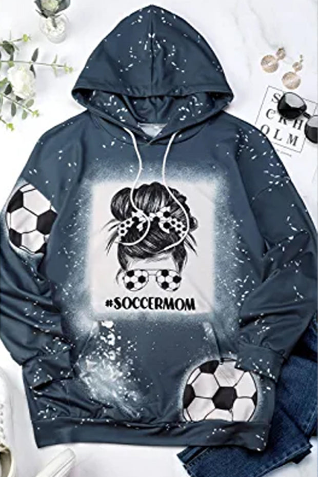 Soccer Mom Messy Bun Bleached Print Hoodie