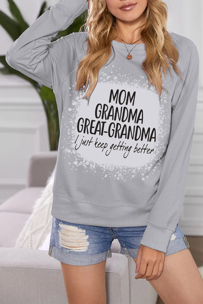 Mom Grandma Great-Grandma Bleached Print Sweatshirt