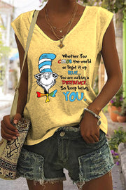 You Are Making A Difference So Keep Being You Print V-Neck Tank Top