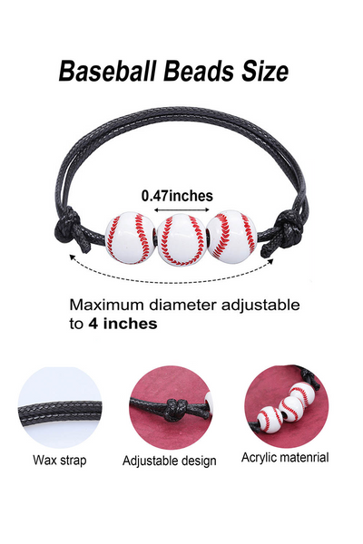 Baseball Basketball Soccer Softball Braided Adjustable Bracelet