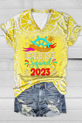 Holidays 2023 Summer Family Seaside Vacation Cruise Squad V Neck T-shirt