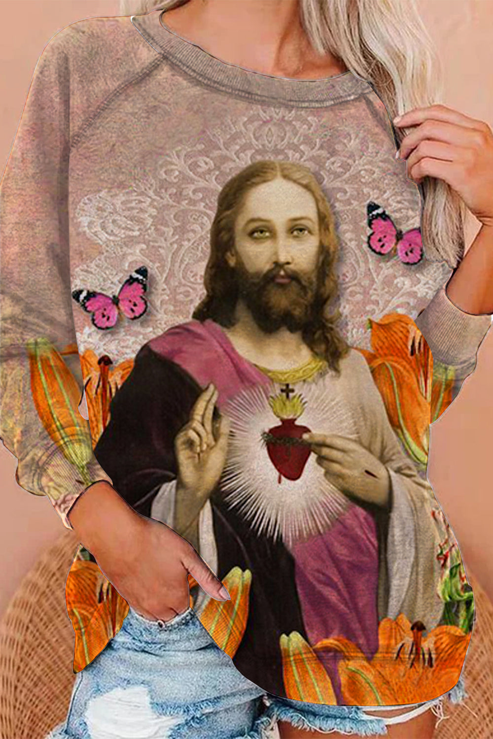 Easter Floral Butterfly Fun Jesus Sweatshirt