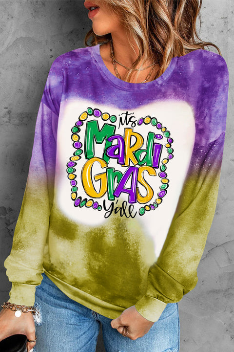 It's Mardi Gras Y'all Colored Beads Long-Sleeved Sweatshirt