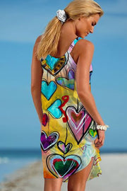 Heart Gradient Beach Sleeveless Dress