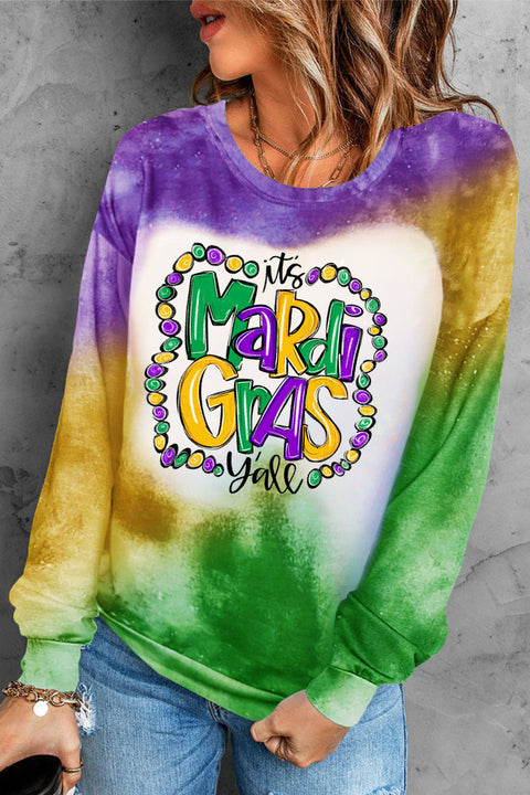 It's Mardi Gras Y'all Colored Beads Long-Sleeved Sweatshirt