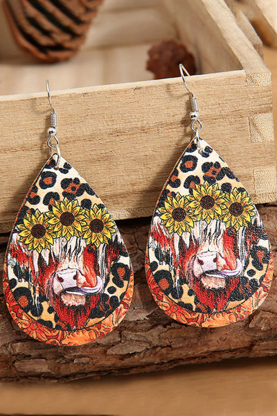 Flower And Cow Earrings