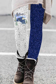 Blue Polka Believe Express Train Leggings