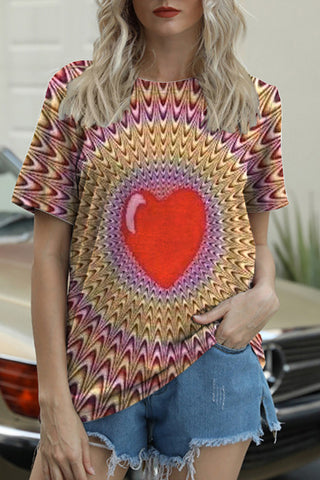 Hearts Apparent Movement Retro Print T-Shirt