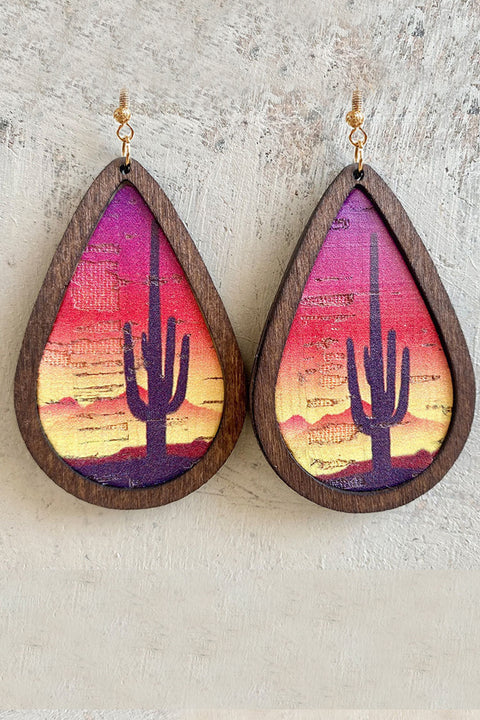 Western Cowboy Wooden Earrings