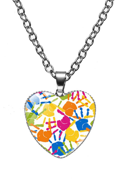 Autism Awareness Acceptance Love Multicolour Puzzle Necklace