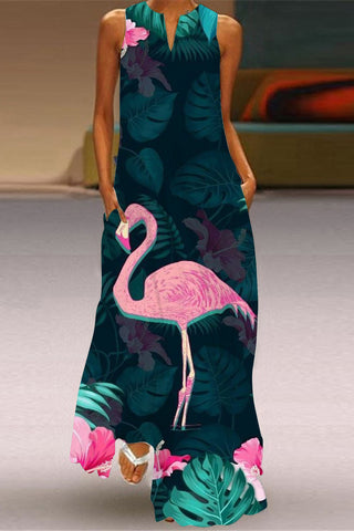Spring/Summer Flamingos Maxi Dress
