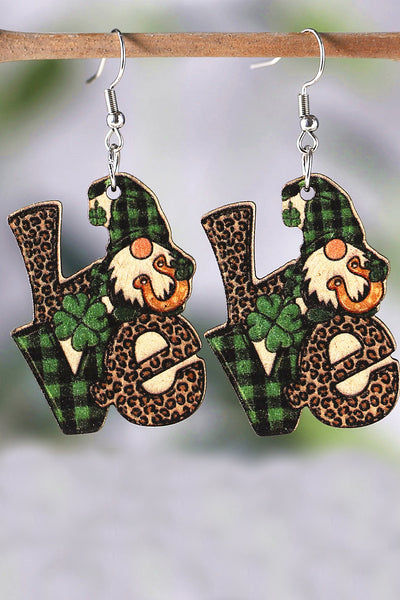 St. Patricks Day Gnomes Love Earrings