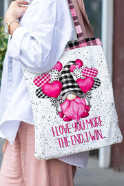 Gnomes Love Heart-Shaped Balloons Plaid Polka Print Tote Bag