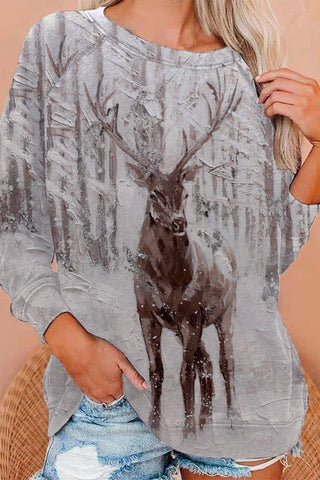 Der Hirsch im Schnee-Sweatshirt