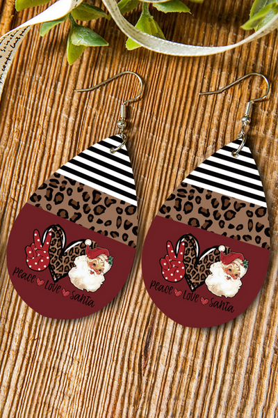 Peace Love Santa Leopard Earrings