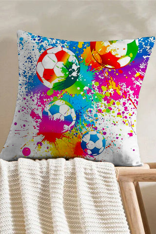 Colorful Retro Splatter Soccer Ball Soccer Mom Print Pillow Cover