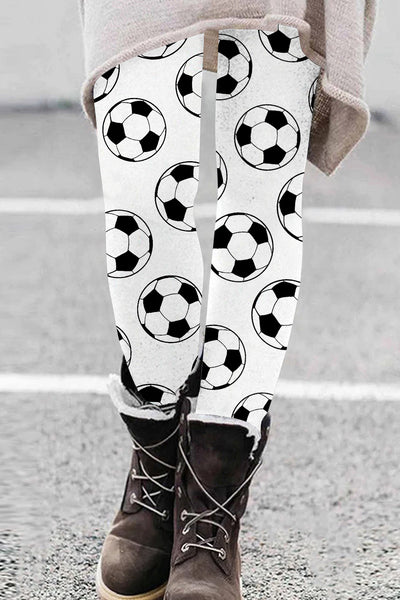 Black&White Soccer Ball Print Leggings
