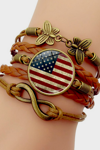 American Flag Time Stone Bracelet