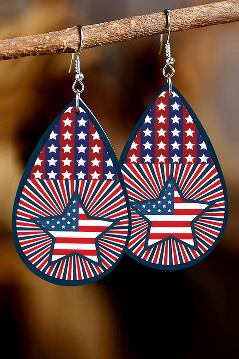 Women\'s Trendy American Flag Pentagram Earrings