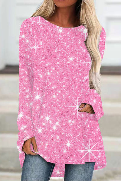 Tunika mit rosa Glitzer-Print