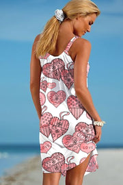 Love Heart-Shaped Print Sleeveless Dress