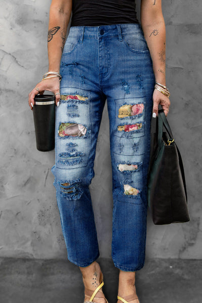 Vintage Piano Score Pictorial Lolita Rabbit's Afternoon Tea Ripped Denim Jeans