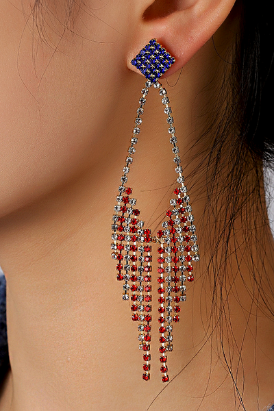 American Flag Claw Chain Earrings