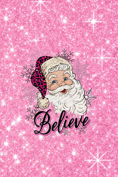 Pink Christmas Believe Santa Print Leggings