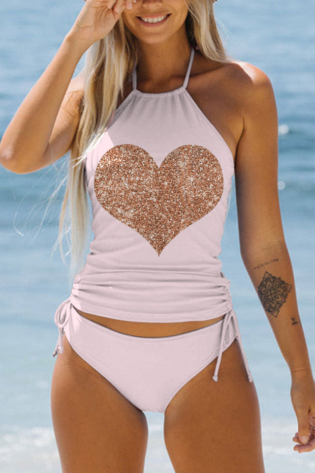 Glitter Red Heart Bikini Swimsuit