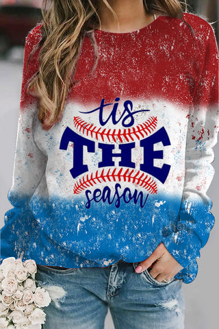 American Flag Tis the Season Baseball Softball Printed Sweatshirt