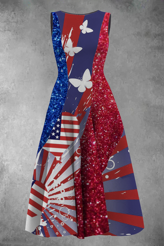 Women\'s Swing Dress American Flag 1950s Dress