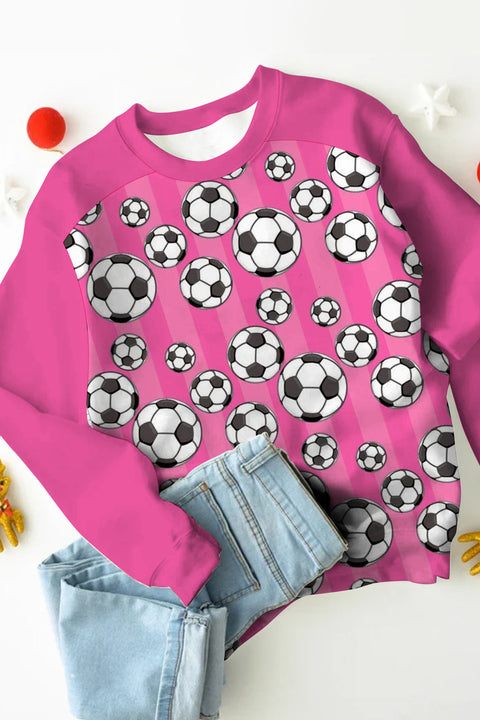 Striped Soccer Ball Mom Print Sweatshirt