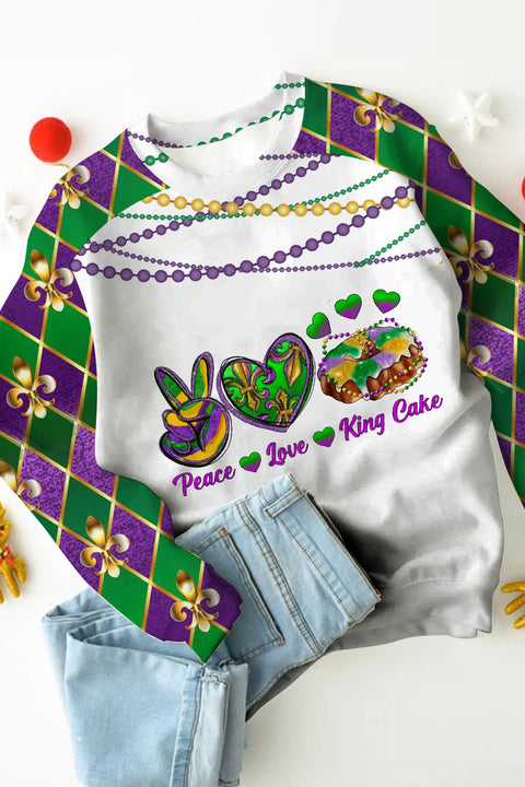 Mardi Gras Decoration Mask Beads Geometry Sweatshirt