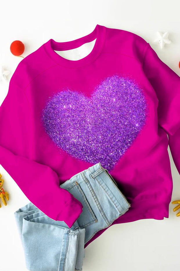 Glitter Heart Print Sweatshirt