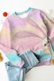 Glitter Pink Blue Easter Day Bunny Sweatshirt