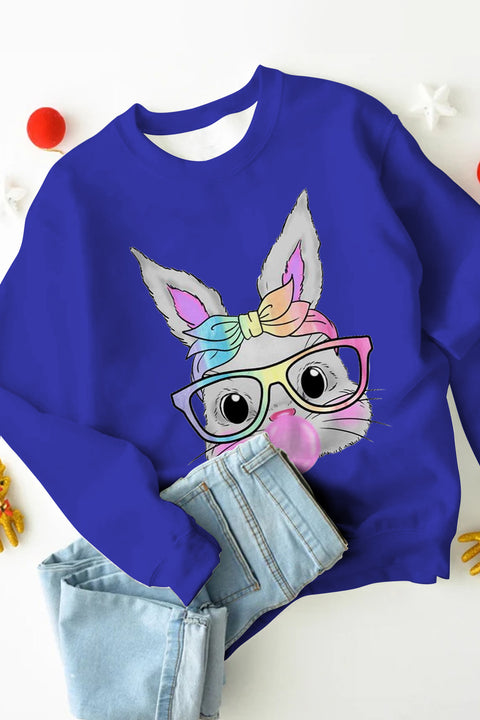 Cute Rainbow Turban Glasses Rabbit Blowing Bubbles Cute Rabbit Sweatshirt