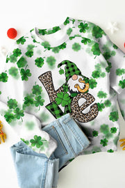 St. Patricks Day Gnomes Love Print Sweatshirt