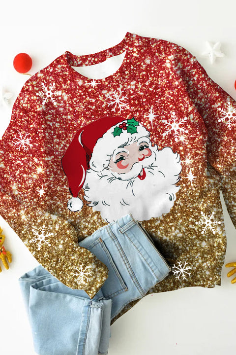 Christmas Santa With Glitter Sweatshirt