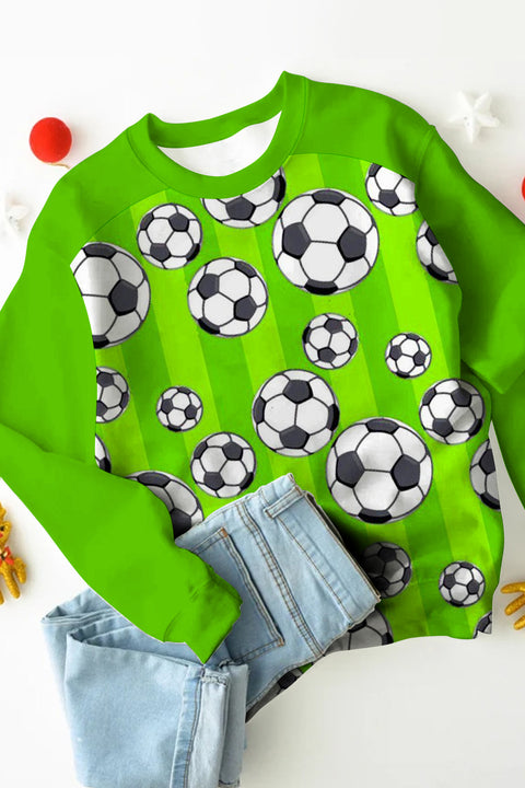 Striped Soccer Ball Mom Print Sweatshirt