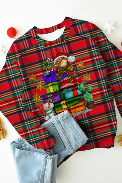Christmas Cat Plaid Sweatshirt