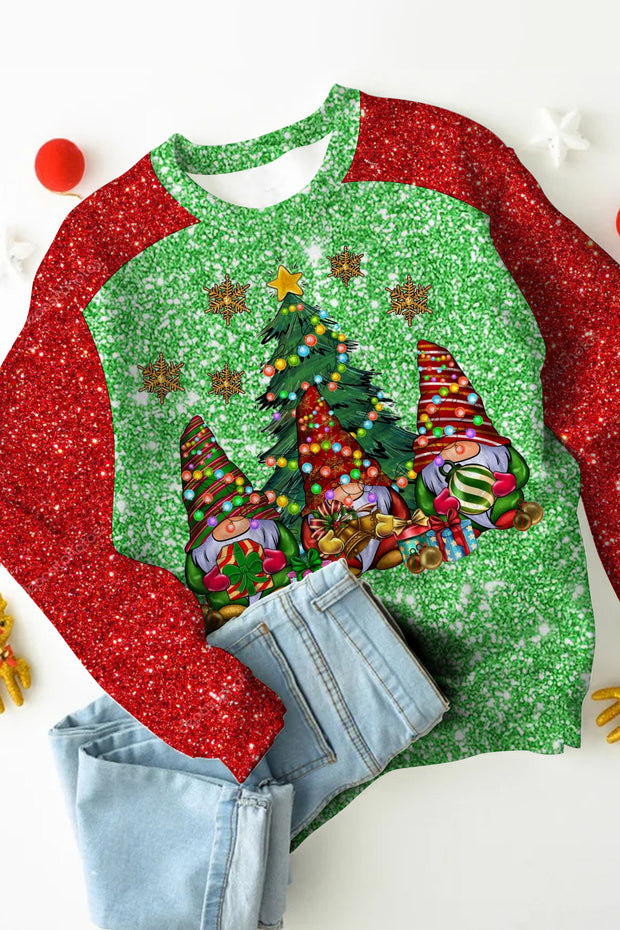 Christmas Lanterns Gnome Glitter Sweatshirt