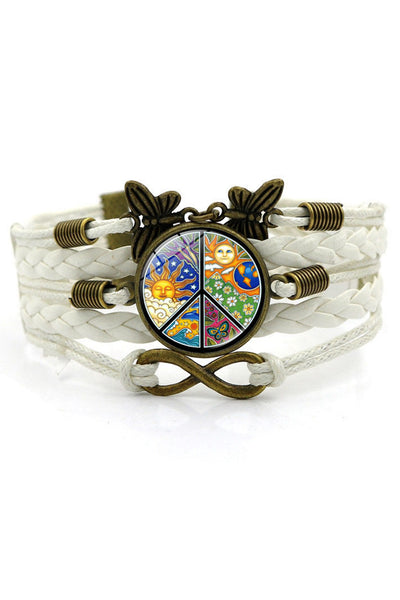 Sun With Starry Moon Peace Sign Vintage Resin Crafts Bracelet