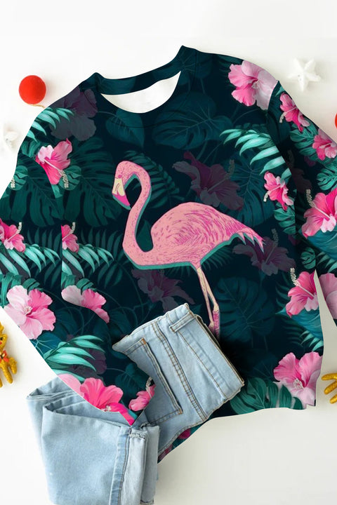 Spring Summer Pink Flamingos Pattern Sweatshirt