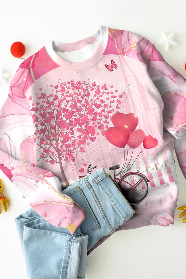 Pink Love Heart Balloons Sweatshirt