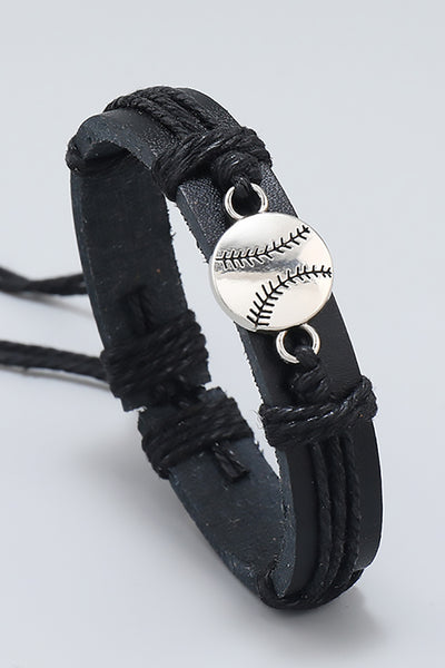 Baseball Braided Leather Cord Bracelet