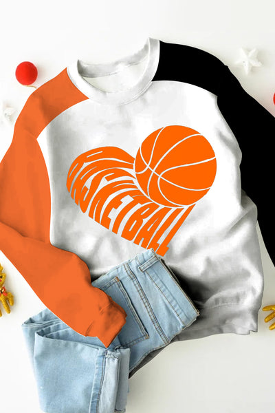 Basketball Heart Print Sweatshirt